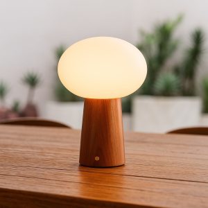 Lampe Bois Champignon Minimaliste