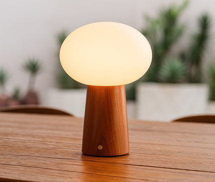 Lampe Bois Champignon Minimaliste