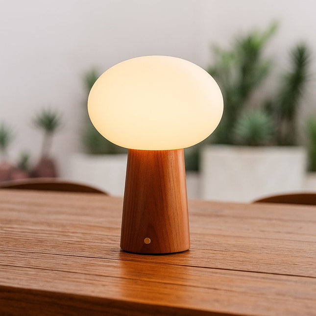 Lampe Bois Champignon Minimaliste