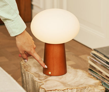 Lampe Bois Champignon Minimaliste