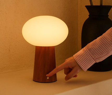 Lampe Bois Champignon Minimaliste