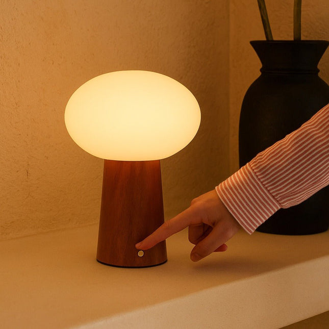 Lampe Bois Champignon Minimaliste